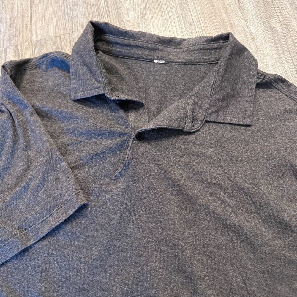 Lululemon Mens Medium Dark Gray Polo Active Shirt - Picture 2 of 4